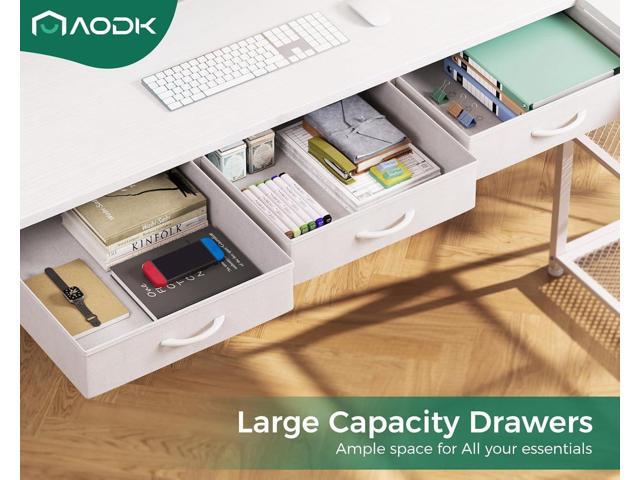 AODK 53 Inch L Shaped Computer Desk with Drawers, Corner Desk with Power Outlets & Reversible Storage Shelves, Movable CPU Stand for Home Office...