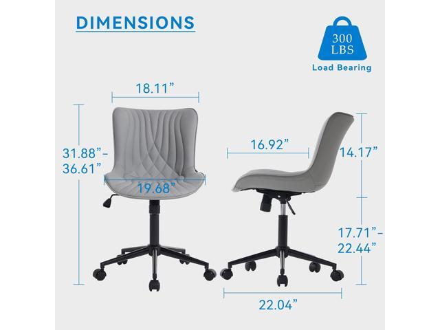 YOUNIKE Office Chair, Armless Desk Chair with Wheels, Home Office Computer Task Chairs, Modern Faux Leather Upholstered Vanity Chair, Adjustable...