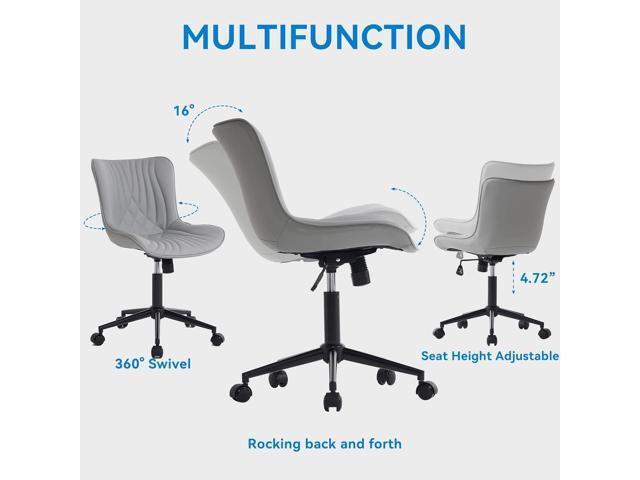YOUNIKE Office Chair, Armless Desk Chair with Wheels, Home Office Computer Task Chairs, Modern Faux Leather Upholstered Vanity Chair, Adjustable...