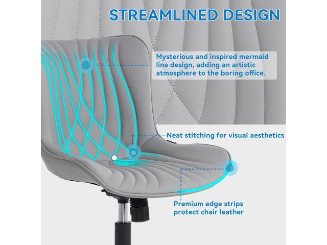 YOUNIKE Office Chair, Armless Desk Chair with Wheels, Home Office Computer Task Chairs, Modern Faux Leather Upholstered Vanity Chair, Adjustable...