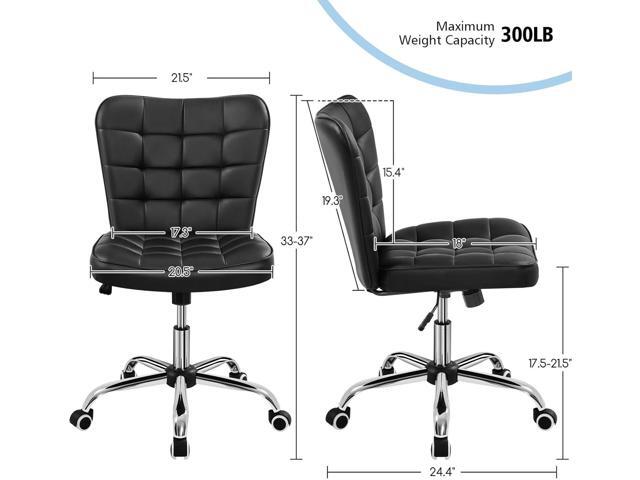 Yaheetech Armless Desk Chair Modern Tufted Office Chair Faux Leather Upholstered Computer Chair with Adjustable Seat Height and Rolling Wheels for...