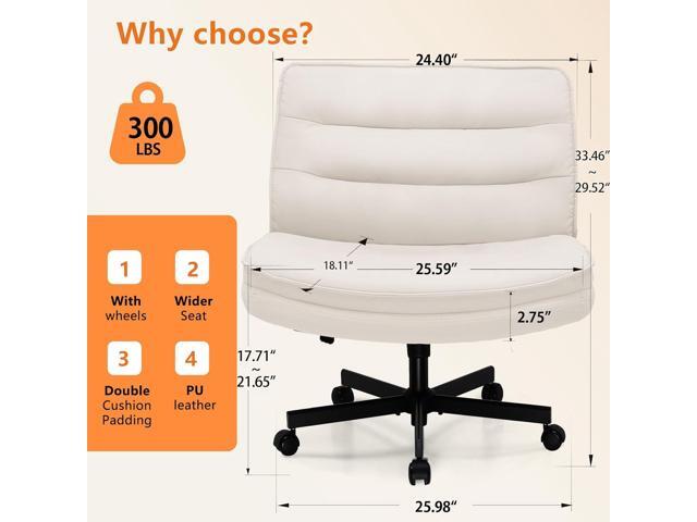 EXRACING Criss Cross Chair with Wheels Armless Cross Legged Office Chair Wide Home Office Desk Chair Swivel Comfy Vanity Desk Chair Height...