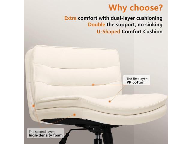 EXRACING Criss Cross Chair with Wheels Armless Cross Legged Office Chair Wide Home Office Desk Chair Swivel Comfy Vanity Desk Chair Height...