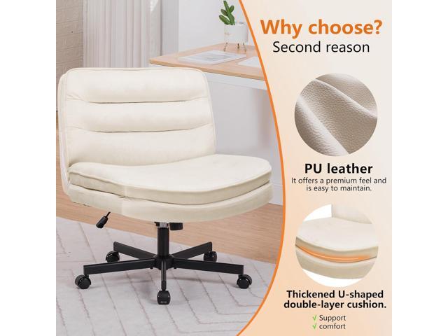 EXRACING Criss Cross Chair with Wheels Armless Cross Legged Office Chair Wide Home Office Desk Chair Swivel Comfy Vanity Desk Chair Height...