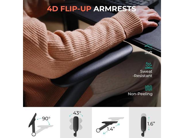CAPOT Ergonomic Mesh Office Chair, Adjustable Lumbar High Back Desk Chair 400lbs, 4D Flip-up Arms, 3-Level Tilt Backrest, 3D Headrest, PU Wheels,...