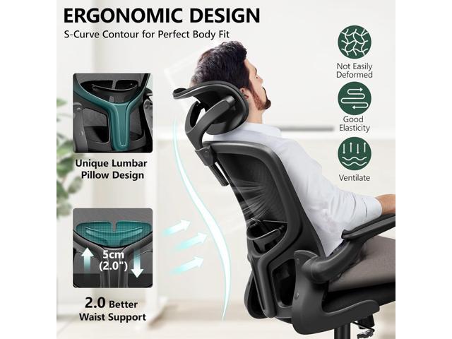 FelixKing Office Chair Ergonomic Desk Chair with Headrest, High Back Computer with Adjustable Lumbar Support and Wheels,Executive Swivel Comfy with...