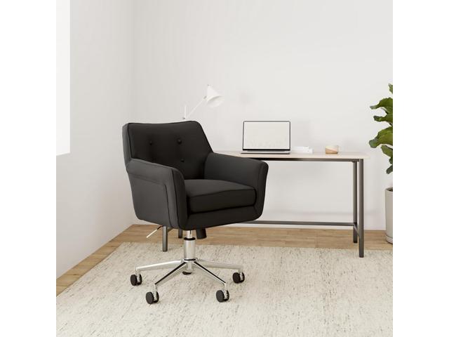 Serta Ashland Home Office Desk Chair with Button Tufted Back, Memory Foam Cushion and Padded Arms, Mid Century Modern Vanity Armchair with Wheels...