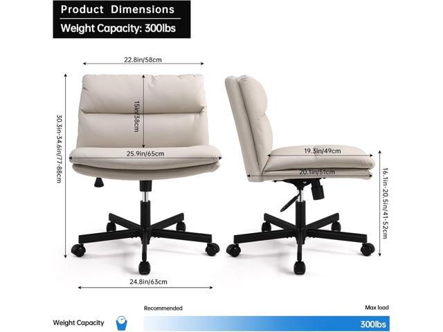 EMIAH Armless Office Desks Chair with Wheels PU-Padded Vanity Chair Mid-Back Ergonomic Home Office Computer Chair Comfortable Adjustable Swivel...