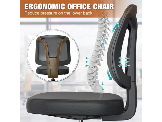 Swivel Comfy Small Office Desk Chair No Arms for Home with Adjustable Height Back Support for Small Spaces