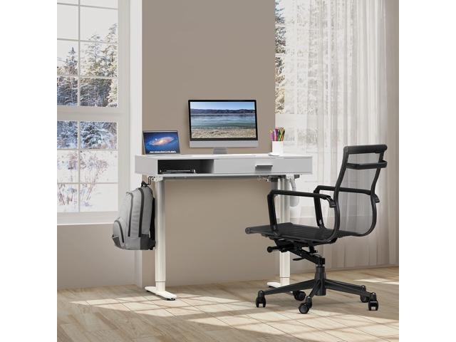 SHW Claire 40-Inch Height Adjustable Electric Standing Desk with Drawer, White