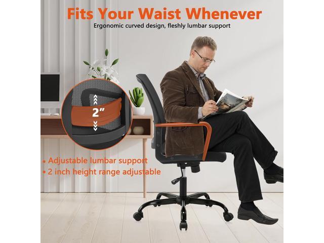 CLATINA Ergonomic Rolling Mesh Desk Chair with Executive Lumbar Support and Adjustable Swivel Design for Home Office Computer Black 2 Pack