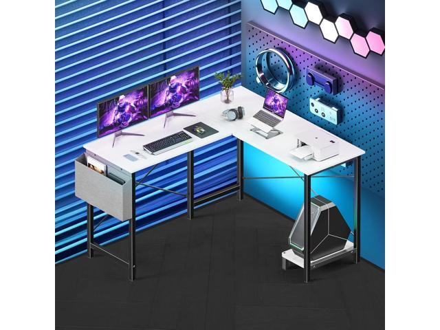 L Shaped Desk Gaming Computer 50 Inch Corner Desks Work Table for Writing Study Student with Wood Tabletop Metal Frame CPU Stand Side Bag for Home...