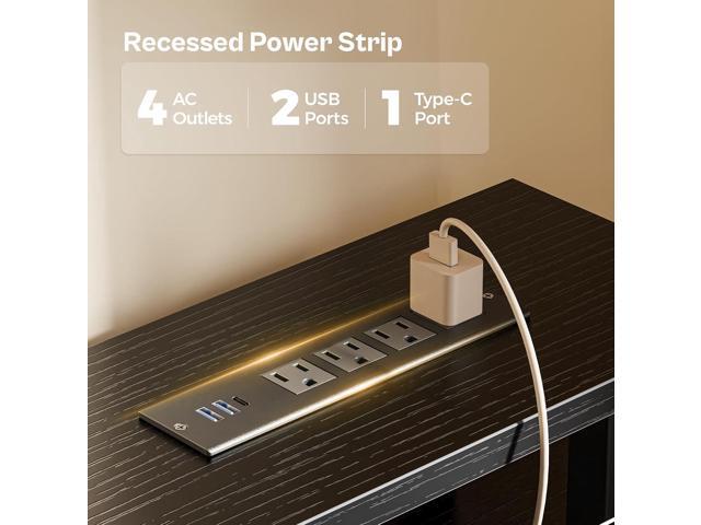 Huuger 47 inch Computer Desk with 4 Drawers, Gaming Desk with LED Lights & Power Outlets, Home Office Desk with Large Storage Space for Bedroom,...