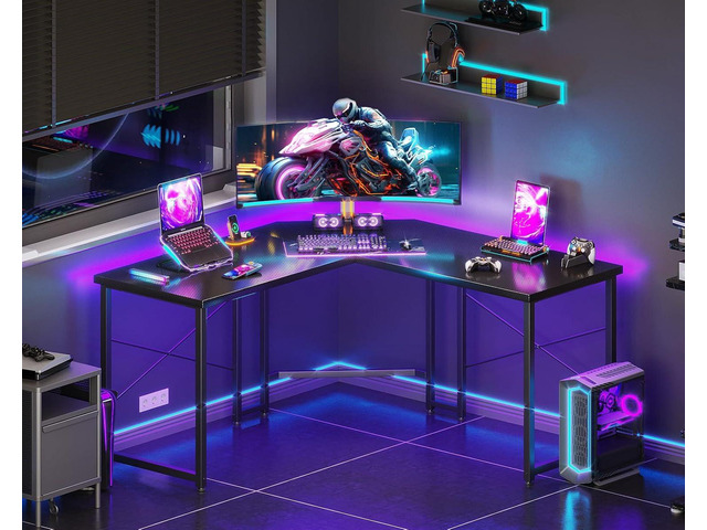 Casaottima L Shaped Gaming Desk, Corner Desk Gaming Table for Home Office, Computer Desk Sturdy Writing Workstation for Small Space, Easy to...