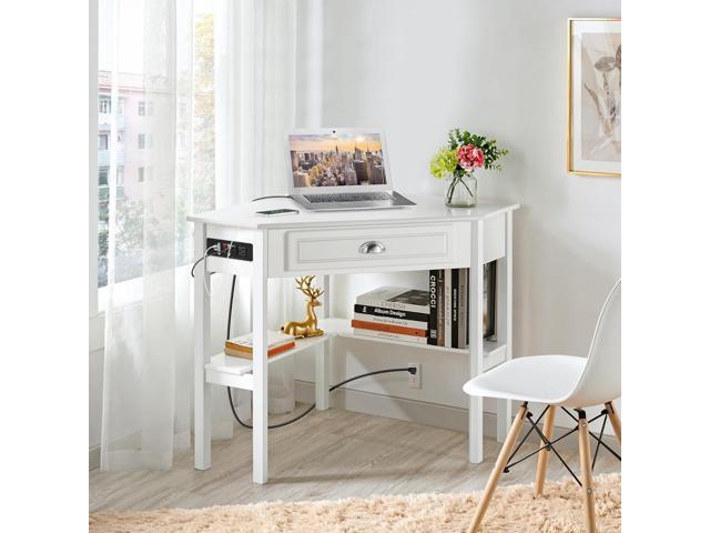 Yaheetech L Shaped Corner Computer Desk with Power Outlets, Reversible Triangle Workstation with USB Ports and Hook for Small Space, Modern Home...