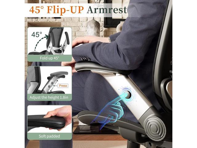 GABRYLLY Ergonomic Office Chair, High Back Home Desk Chair with Headrest, Flip-Up Arms, 90-120° Tilt Lock and Wide Cushion, Big and Tall Mesh...