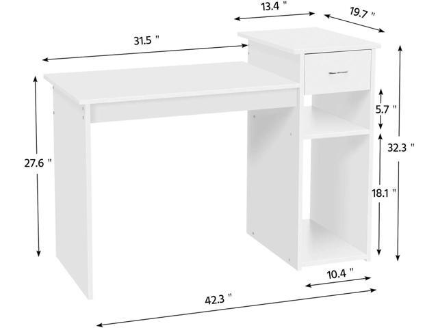 Yaheetech Home Office Computer Desk & Chair Set, 44 Inch Computer Desk with Drawer & Mesh Ergonomic Height Adjustable Office Chair, White & Black