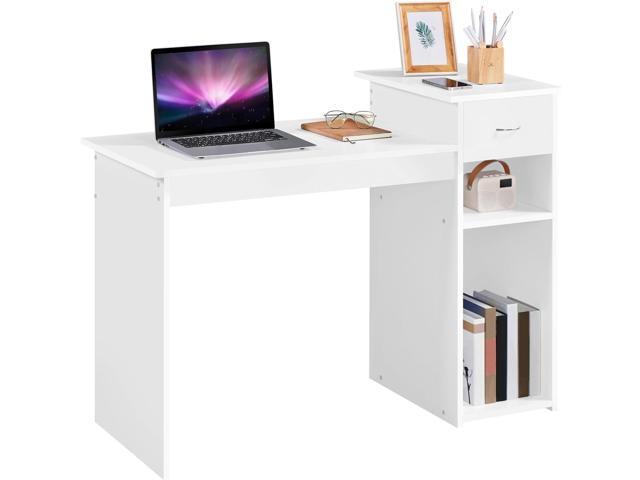 Yaheetech Home Office Computer Desk & Chair Set, 44 Inch Computer Desk with Drawer & Mesh Ergonomic Height Adjustable Office Chair, White & Black