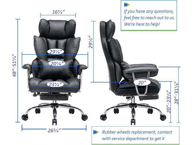 Efomao Desk Office Chair 400LBS, Big and Tall Office Chair, PU Leather Computer Chair, Executive Office Chair with Leg Rest and Lumbar Support,...
