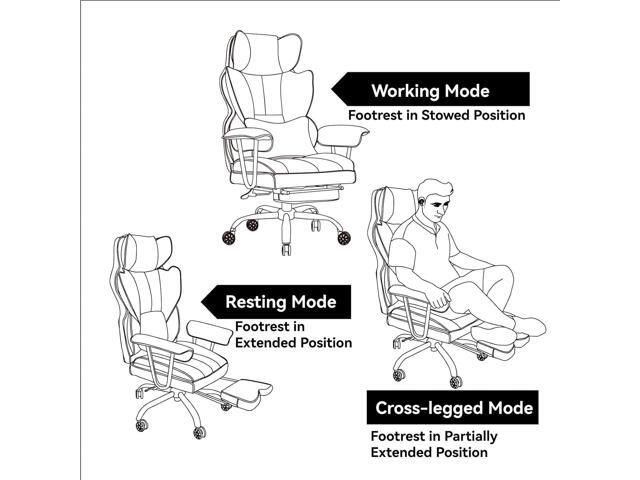 Efomao Desk Office Chair 400LBS, Big and Tall Office Chair, PU Leather Computer Chair, Executive Office Chair with Leg Rest and Lumbar Support,...