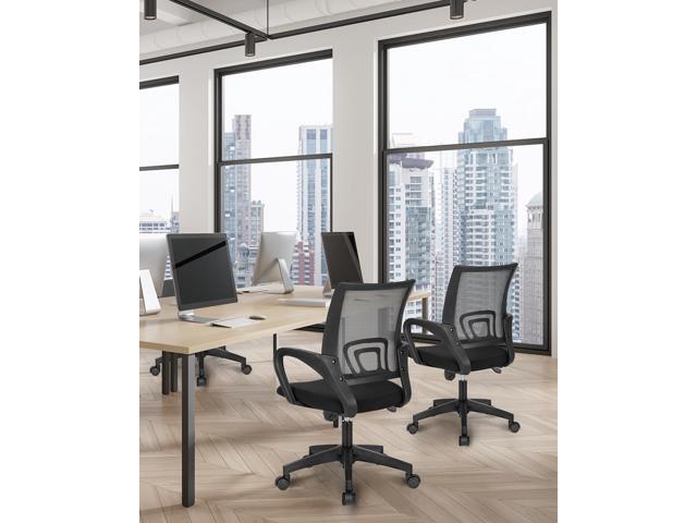NEO CHAIR Office Chair Computer Desk Chair Gaming Ergonomic Mid Back Cushion Lumbar Support with Comfy Mesh Adjustable Swivel Rolling Home (Black)