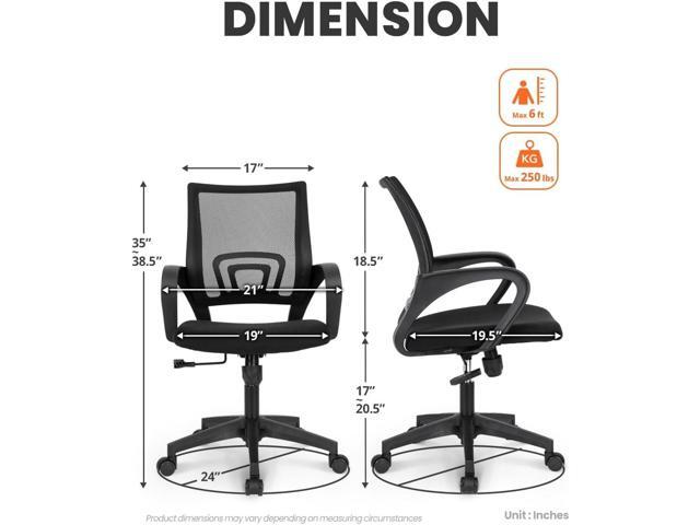 NEO CHAIR Office Chair Computer Desk Chair Gaming Ergonomic Mid Back Cushion Lumbar Support with Comfy Mesh Adjustable Swivel Rolling Home (Black)