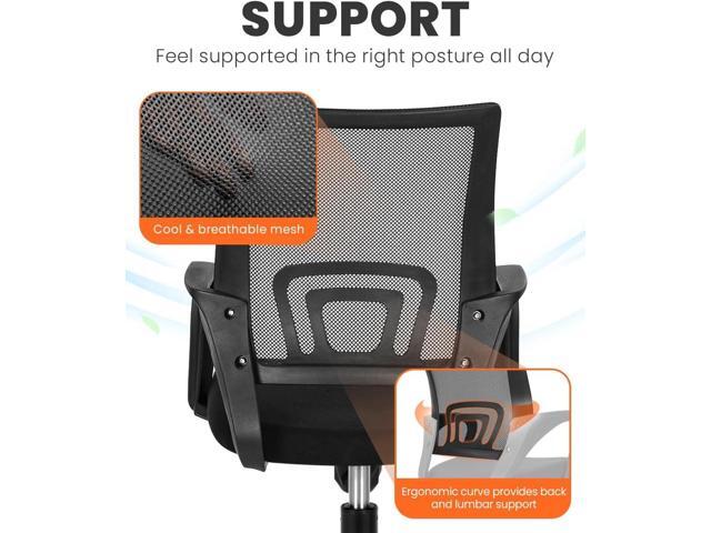 NEO CHAIR Office Chair Computer Desk Chair Gaming Ergonomic Mid Back Cushion Lumbar Support with Comfy Mesh Adjustable Swivel Rolling Home (Black)