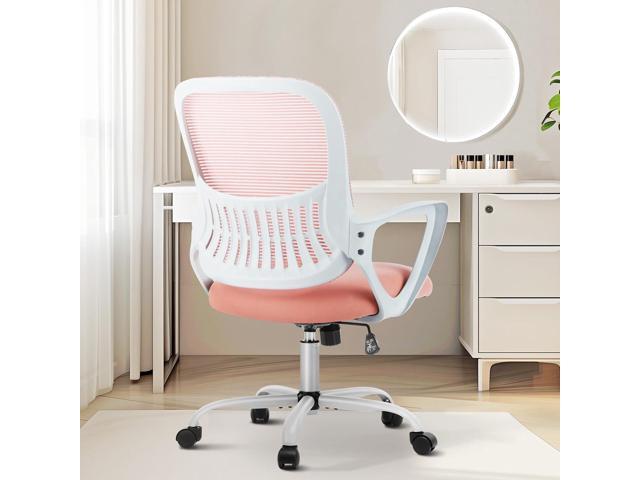 Sweetcrispy Office Computer Desk Managerial Executive Chair, Ergonomic Mid-Back Mesh Rolling Work Swivel Chairs with Wheels, Comfortable Lumbar.