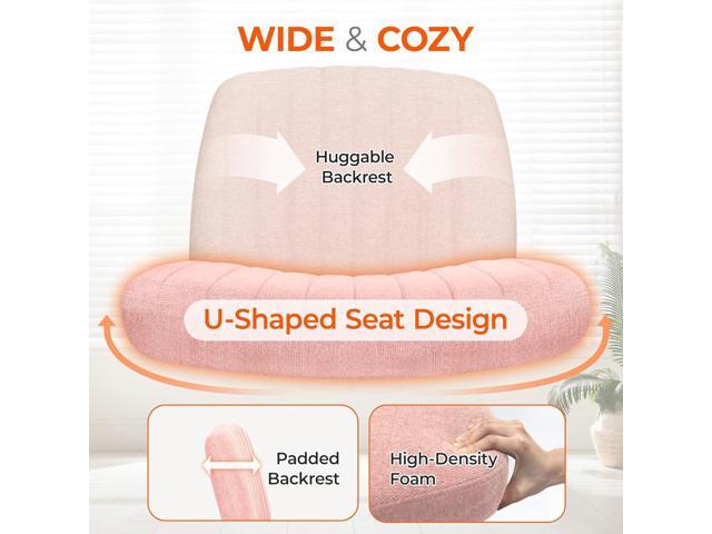 Orange Factory Criss Cross Chair Wheels Wide Cross Legged Office Desk Vanity Chair Comfy Fabric Armless Adjustable Swivel for Home Computer Task...