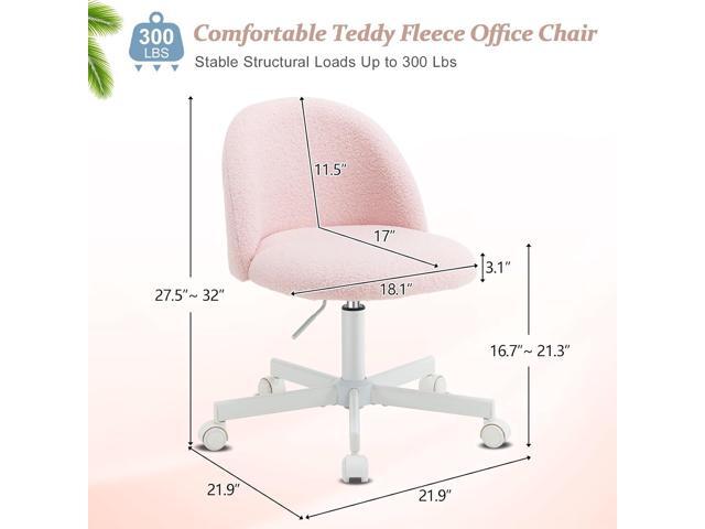 VINGLI Cute Candy Chair Armless Comfy Small Office Desk Vanity Chair with Wheels & Lumbar Support,Teddy Adjustable Rolling Swivel Computer Task Ch...