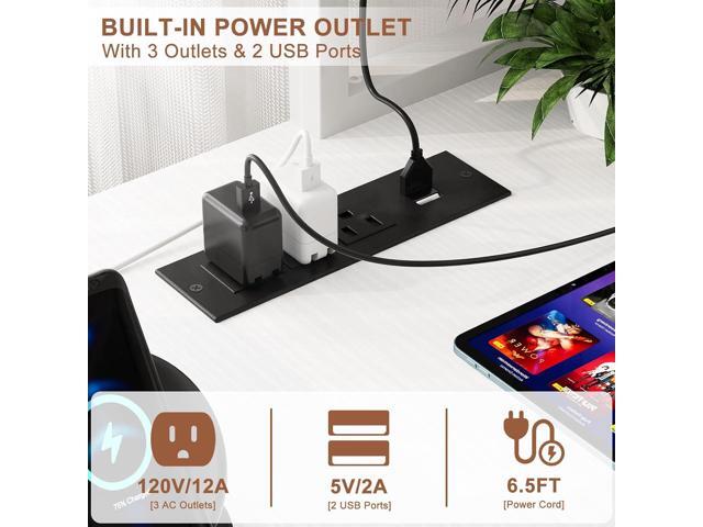 Aheaplus L Shaped Gaming Desk with Power Outlets & LED Lights, Small L- Shaped Desk Computer Corner Desk with Monitor Stand & Storage Shelf, Home...