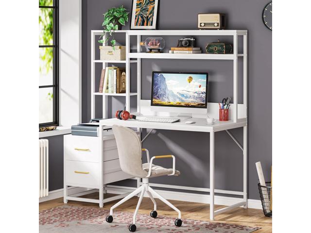Tribesigns 55 Inch Computer Desk with 2 Drawers and Storage Shelves, Rustic Office Desk with Hutch, Study Writing Gaming Table Laptop Workstation...