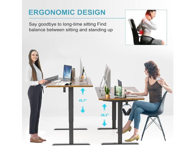 Monomi Electric Height Adjustable Standing Desk, 48x24 Inches, Ergonomic Home Office Sit/Stand Up Desk (Black Steel Frame/Rustic Brown Top)