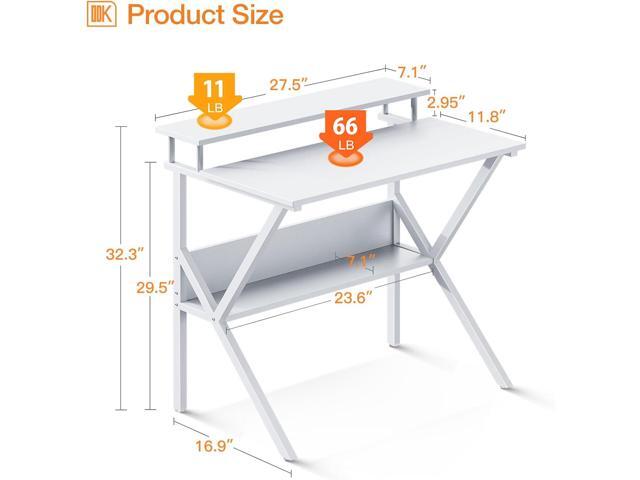 ODK Small Computer Desk, 27.5 inch Desk for Small Spaces with Storage, Compact Table with Monitor & Storage Shelves for Home Office, Modern Style...