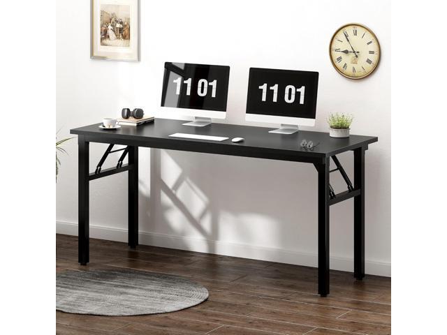 Need Folding Desk, 54 inch Large Computer Desk for Home Office, No Install Needed Study Student Writing Table Desk Workstation, Black