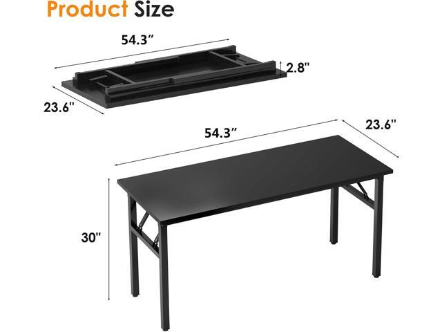 Need Folding Desk, 54 inch Large Computer Desk for Home Office, No Install Needed Study Student Writing Table Desk Workstation, Black