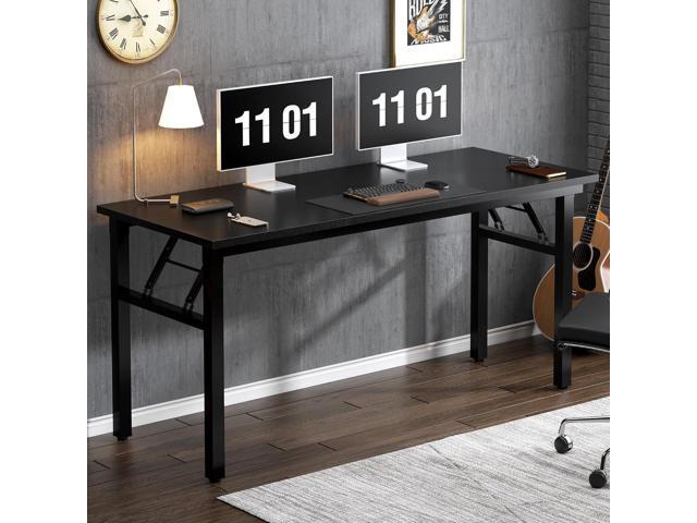 Need Folding Desk, 54 inch Large Computer Desk for Home Office, No Install Needed Study Student Writing Table Desk Workstation, Black