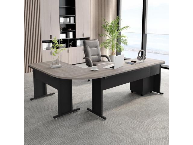 Tribesigns 83 Inch L-Shaped Desk with Drawers, Large Executive Office Desk with 3-Drawer File Cabinet, Industrial Corner Computer Desk Business...