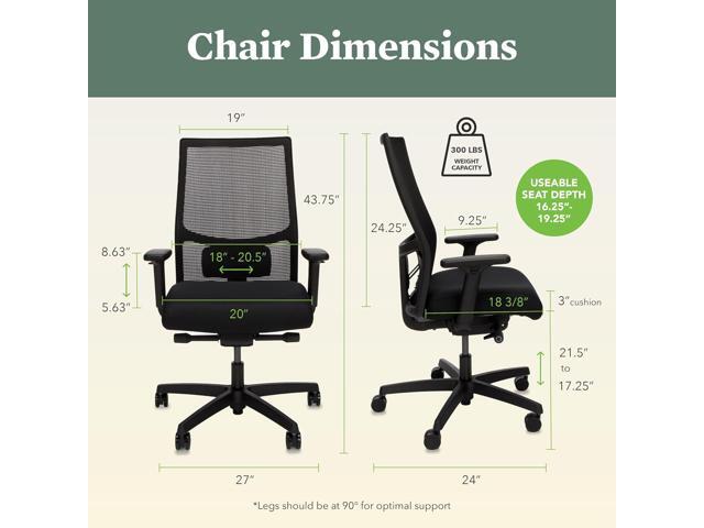 HON Ignition 2.0 Ergonomic Office Chair - Adjustable Tilt, Swivel Wheels, Comfortable for Long Hours - Home Office Desk Chair