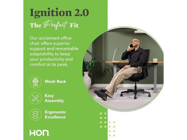 HON Ignition 2.0 Ergonomic Office Chair - Adjustable Tilt, Swivel Wheels, Comfortable for Long Hours - Home Office Desk Chair