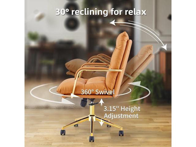 Leather Office Chair Home Office Desk Chairs Executive Office Chair Comfy Office Chair with Support Armrests Swivel Wheels Height Adjustable Mid...