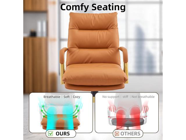 Leather Office Chair Home Office Desk Chairs Executive Office Chair Comfy Office Chair with Support Armrests Swivel Wheels Height Adjustable Mid...