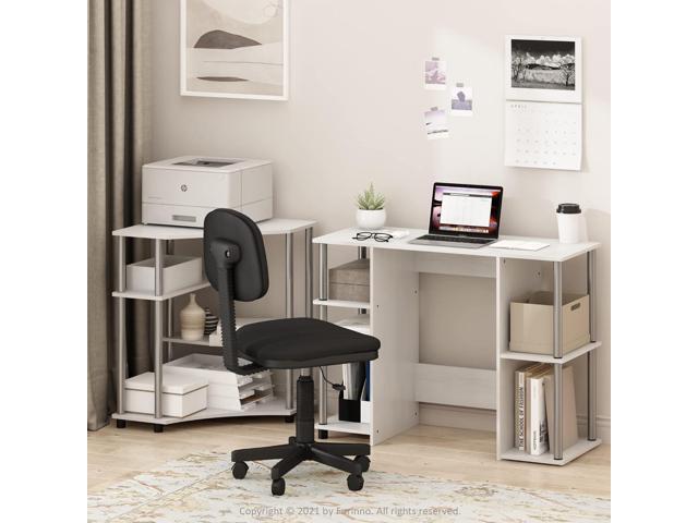 Furinno Jaya Computer Study Desk, White Oak/Stainless Steel