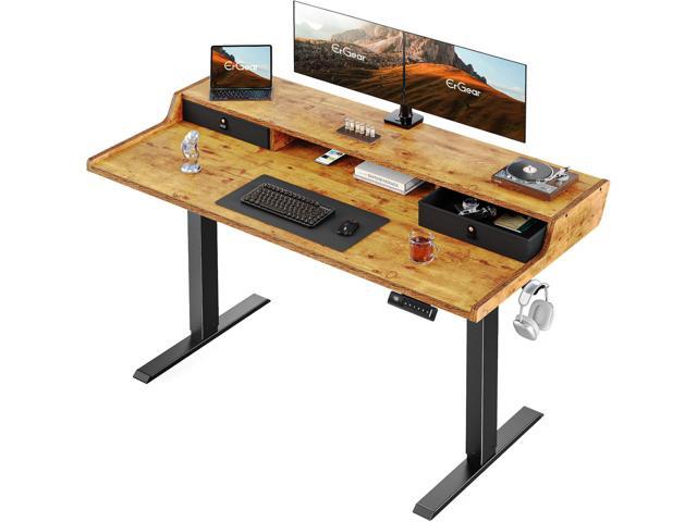 ErGear Electric Standing Desk with Drawers, 55 x 28 Gaming Table Compatible Monitor Stand, Stand up Desks, Home Office Height-Adjustable Desk with...