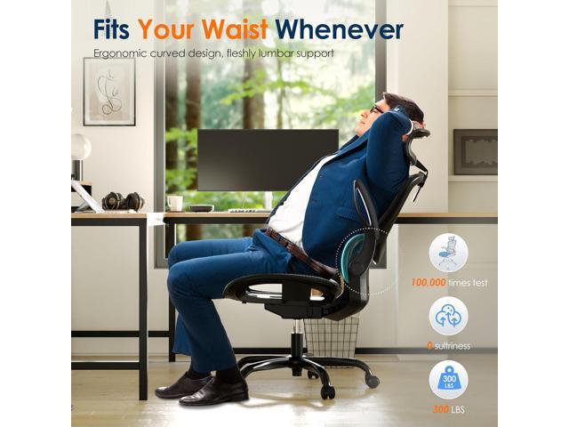 GABRYLLY Ergonomic Mesh Office Chair, Adjustable Home Desk Chair with Folding Armrest, 2D Headrest, Soft Seat and PU Wheel, Black Swivel Task Chair...