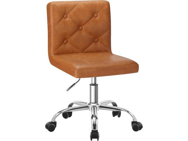 VECELO PU Leather Mid-Back Armless Desk Chair Adjustable Height 360° Rolling Swivel for Home Office Work