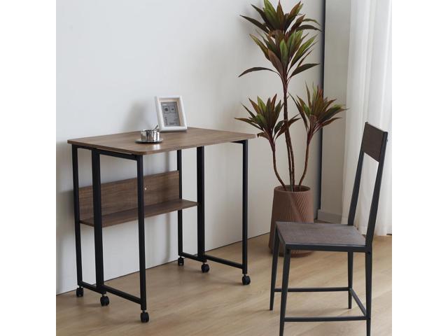 Mobile Foldable Desk w/Wheels and Feet Pads, Foldable Computer Desk, Folding Desk, Small Computer Desk for Small Spaces, Folding Table for Office...
