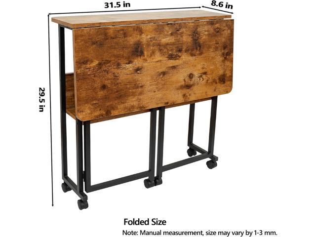 Mobile Foldable Desk w/Wheels and Feet Pads, Foldable Computer Desk, Folding Desk, Small Computer Desk for Small Spaces, Folding Table for Office...