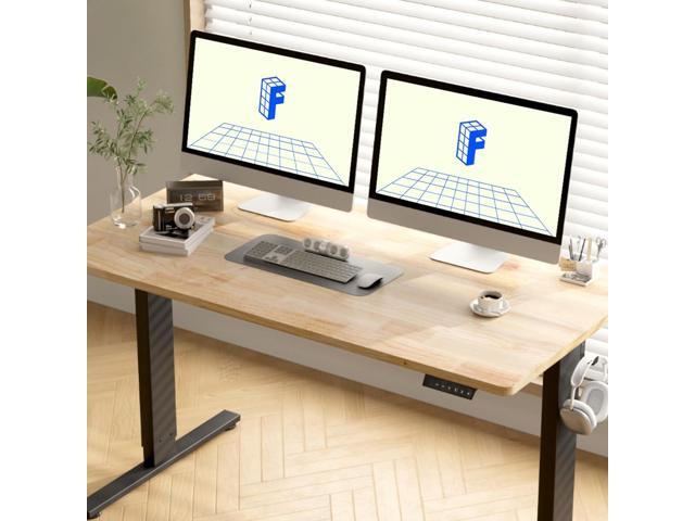 FLEXISPOT EN1 One-Piece Solid Wooden Standing Desk 48 x 24 Inches Height Adjustable Electric Sit Stand Home Office Desks (White Frame + Rubber Wood...