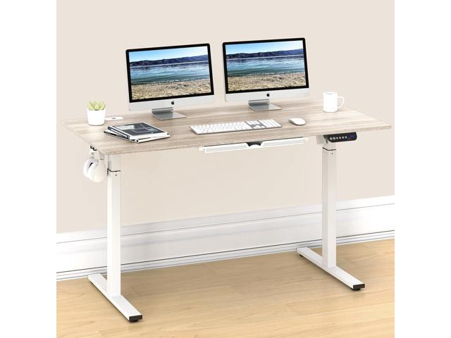 SHW 55-Inch Large Electric Height Adjustable Standing Desk, 55 x 28 Inches, Maple